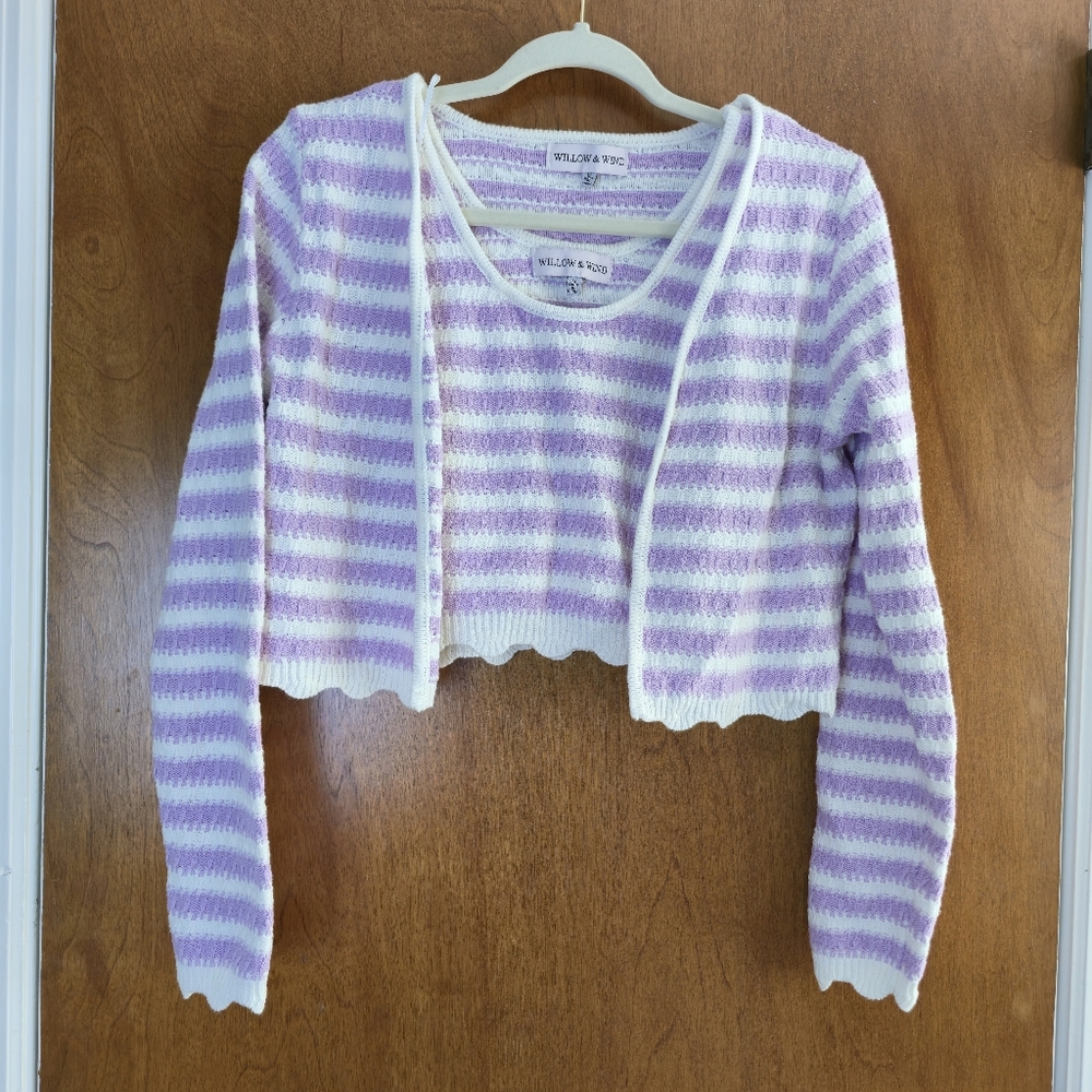 Willow & Wren Lavender & White Striped Camisole Set